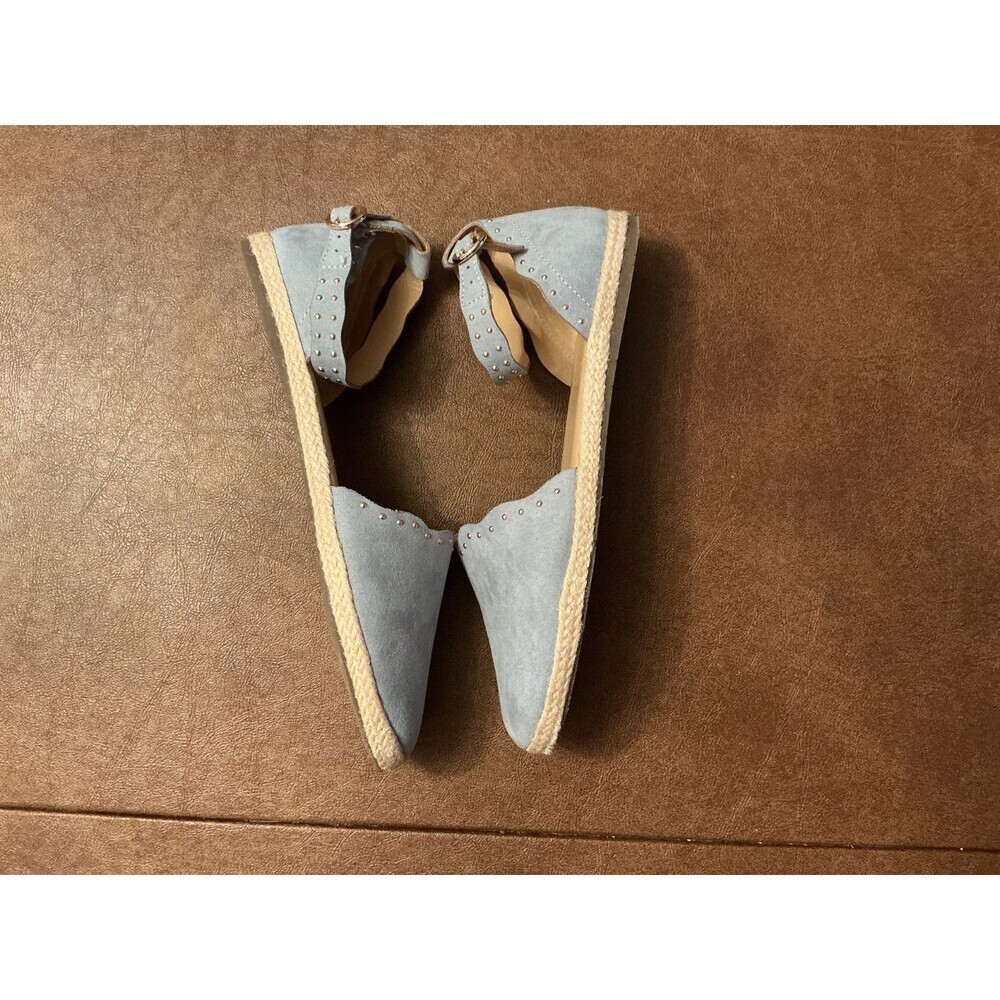 Lauren Conrad Women’s Ankle Strap Flats Sky Blue Gold Stud decor shoes Sz 7 - Picture 12 of 12